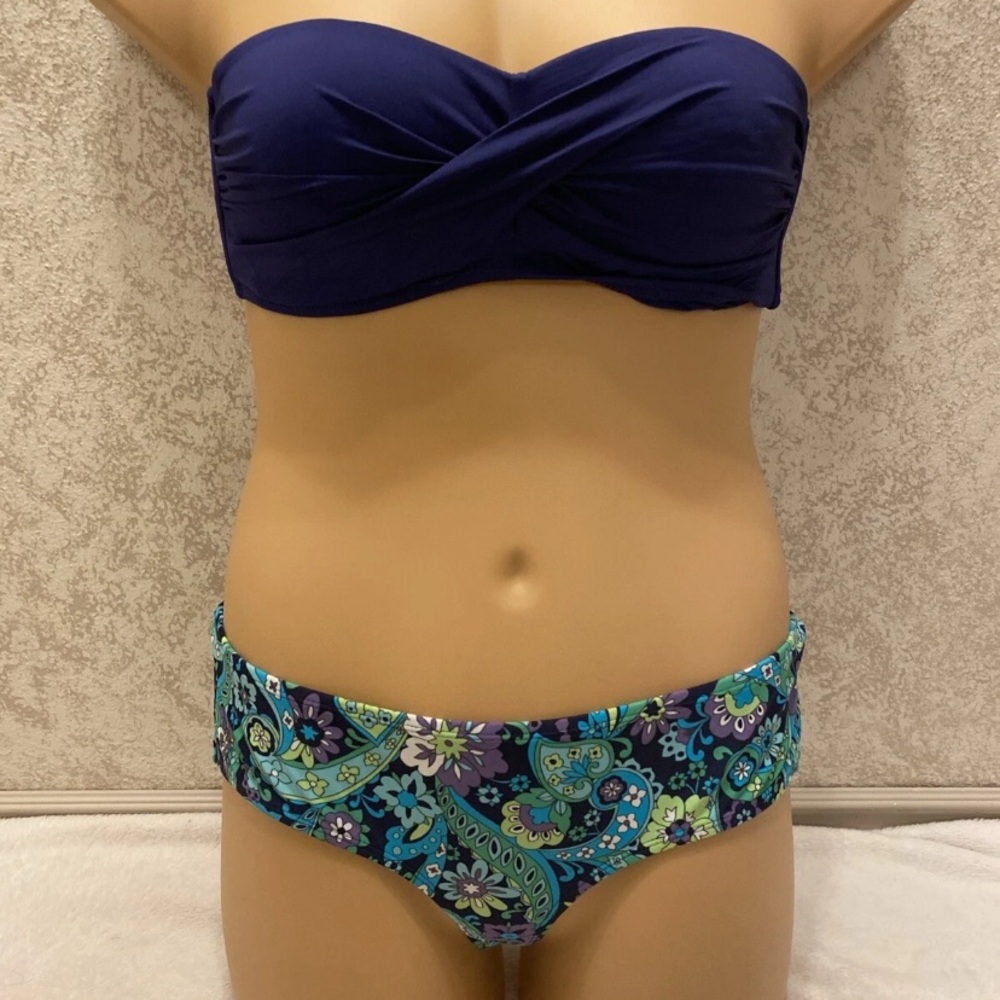 Dark Blue Twist Top and Paisley Bikini